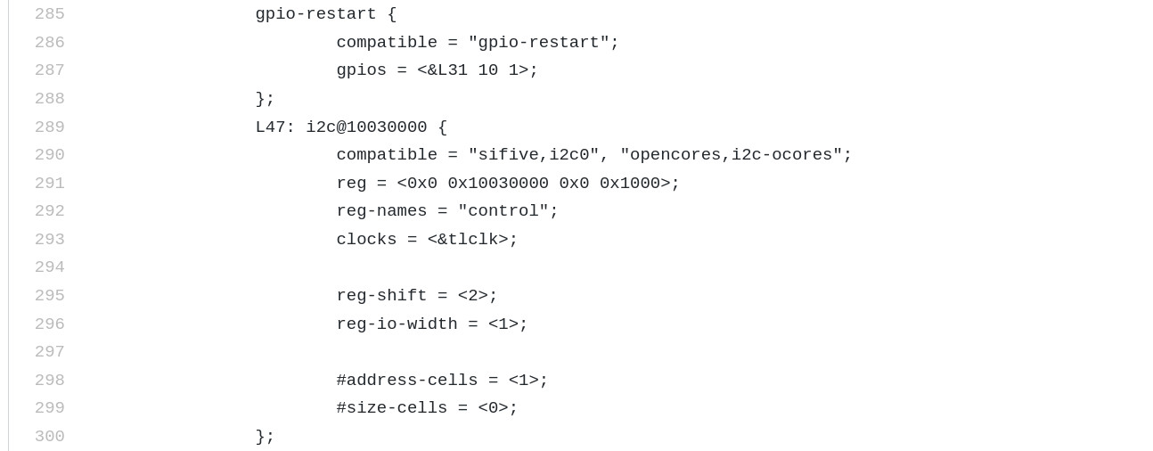 Fragment from the SiFive Freedom U540 device tree source